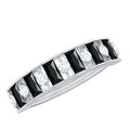 Natural Baguette Black Spinel Half Eternity Ring with Diamond