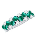 Certified Lab Grown Emerald Cluster Wedding Band with Moissanite