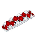 2 CT Round Created Ruby and Moissanite Cluster Half Eternity Ring