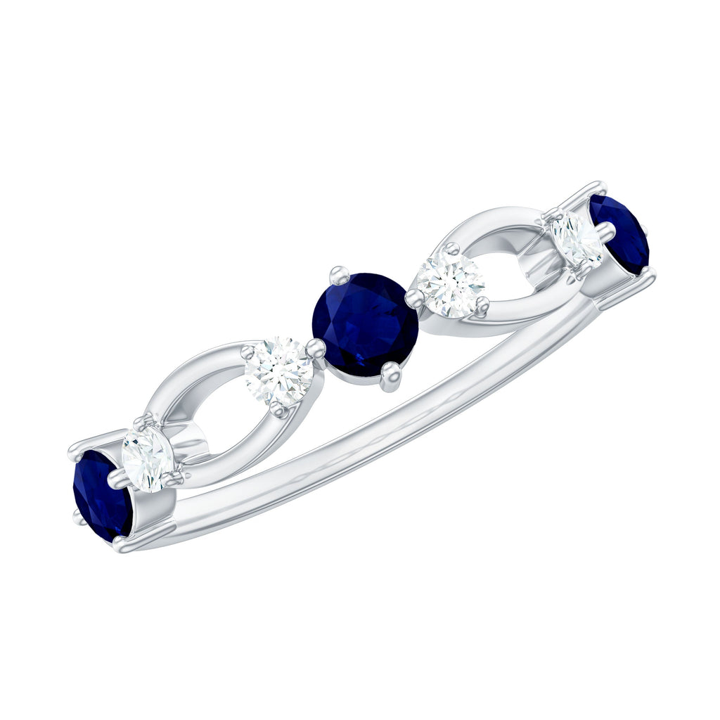 3/4 CT Blue Sapphire and Diamond Minimal Eternity Ring