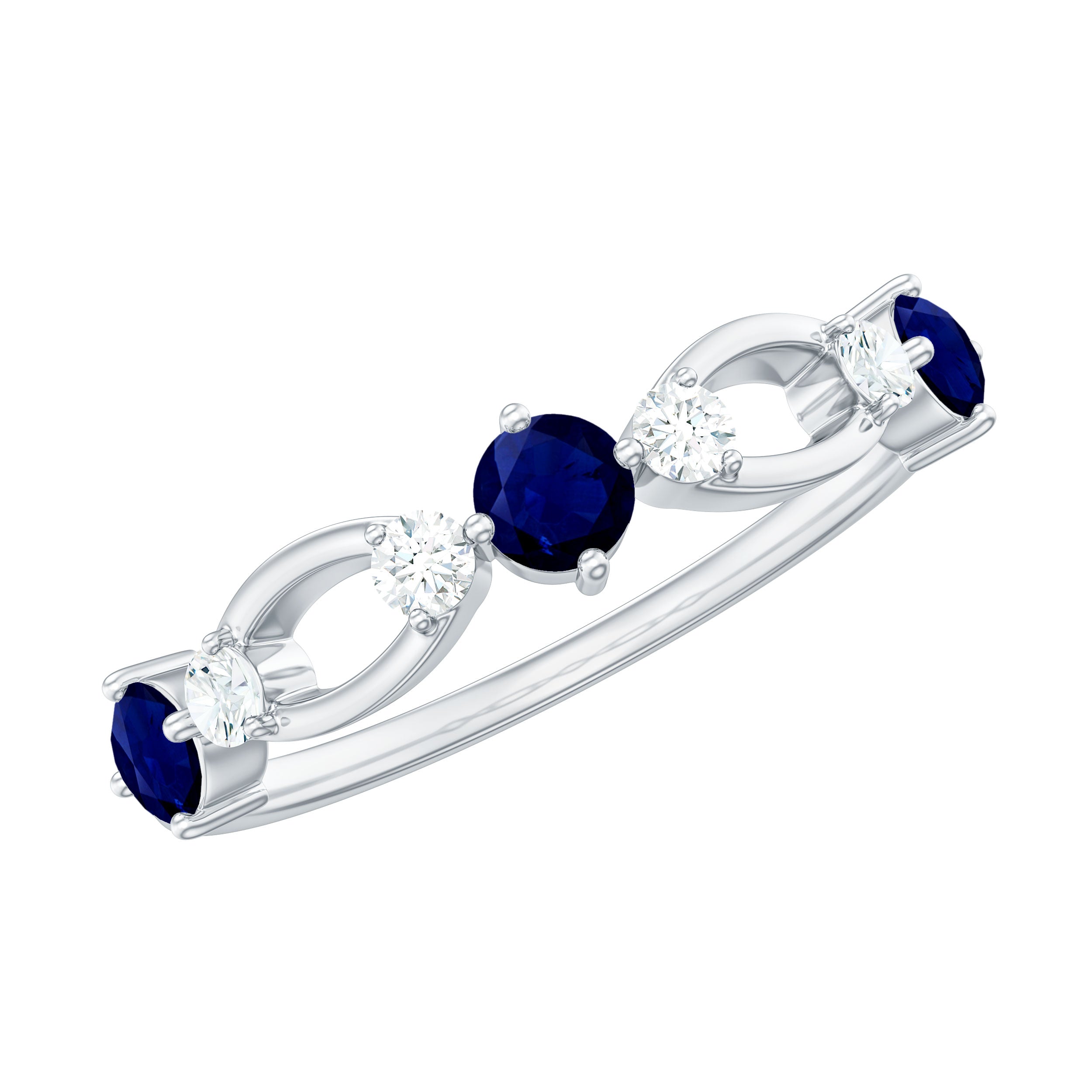 3/4 CT Blue Sapphire and Diamond Minimal Eternity Ring