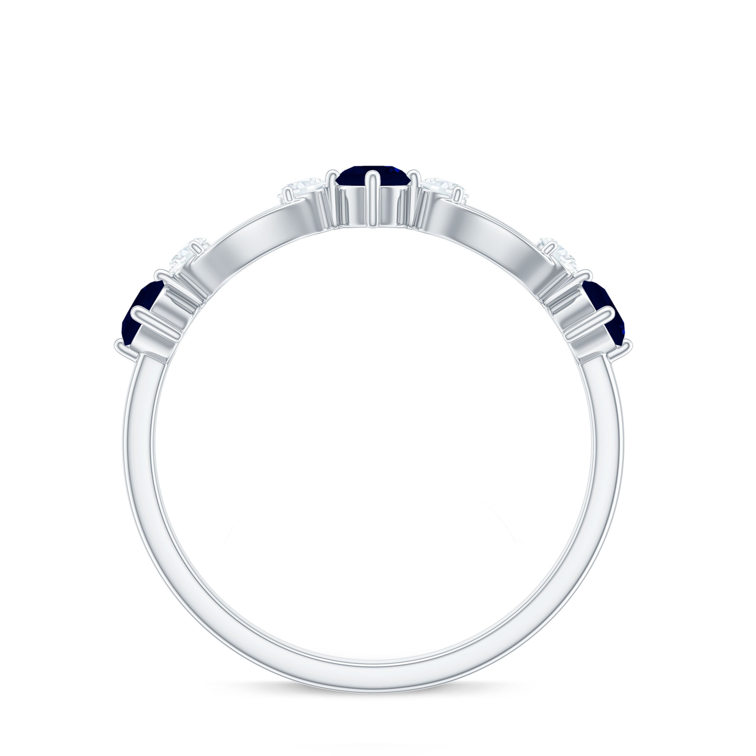 3/4 CT Blue Sapphire and Diamond Minimal Eternity Ring