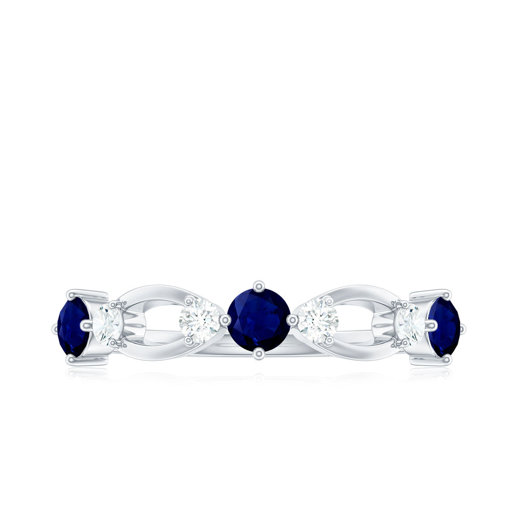 3/4 CT Blue Sapphire and Diamond Minimal Eternity Ring