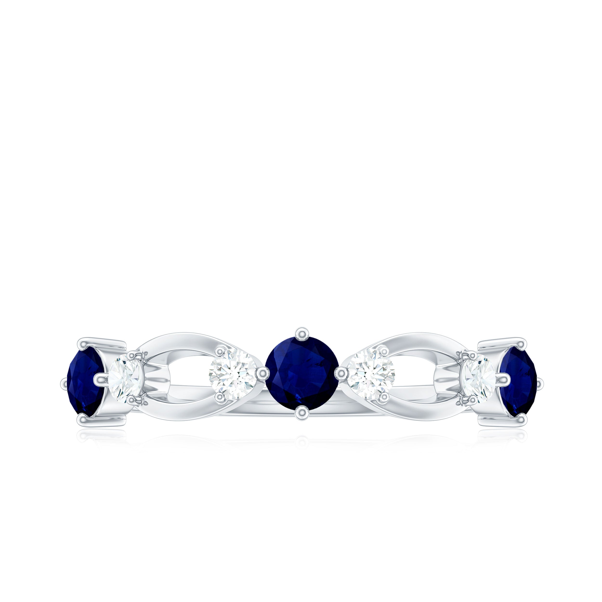 3/4 CT Blue Sapphire and Diamond Minimal Eternity Ring