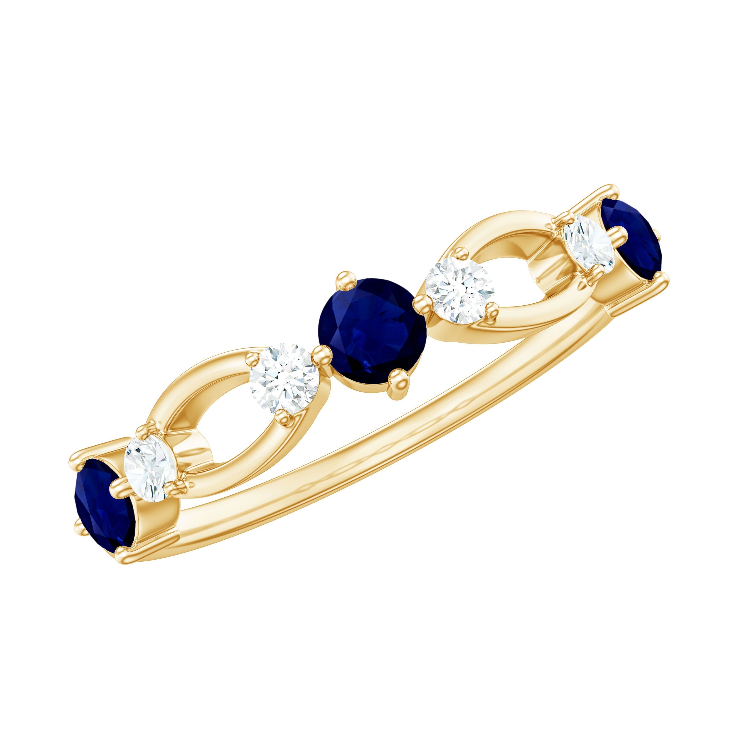 3/4 CT Blue Sapphire and Diamond Minimal Eternity Ring