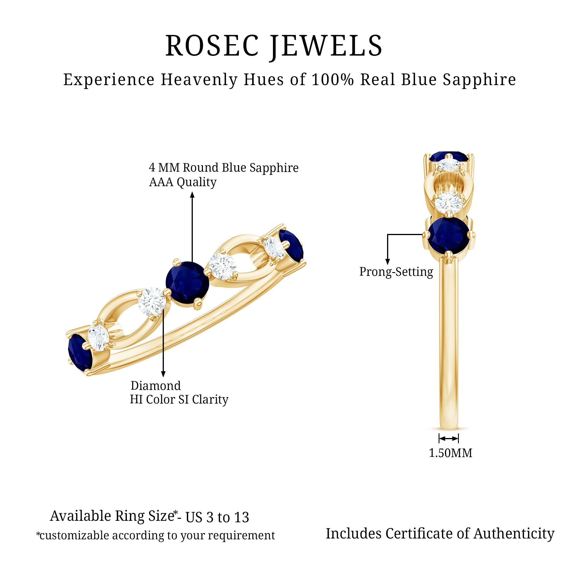 3/4 CT Blue Sapphire and Diamond Minimal Eternity Ring