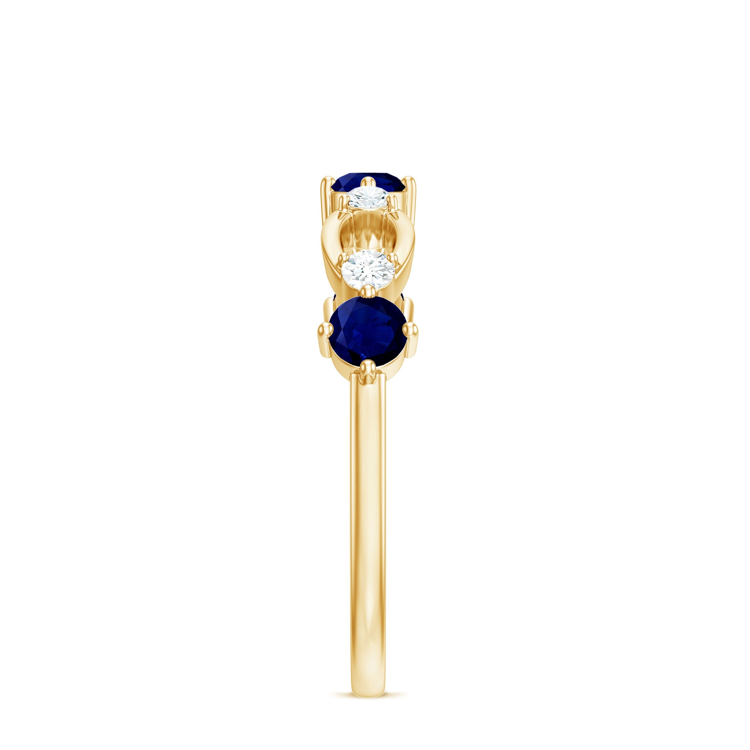 3/4 CT Blue Sapphire and Diamond Minimal Eternity Ring