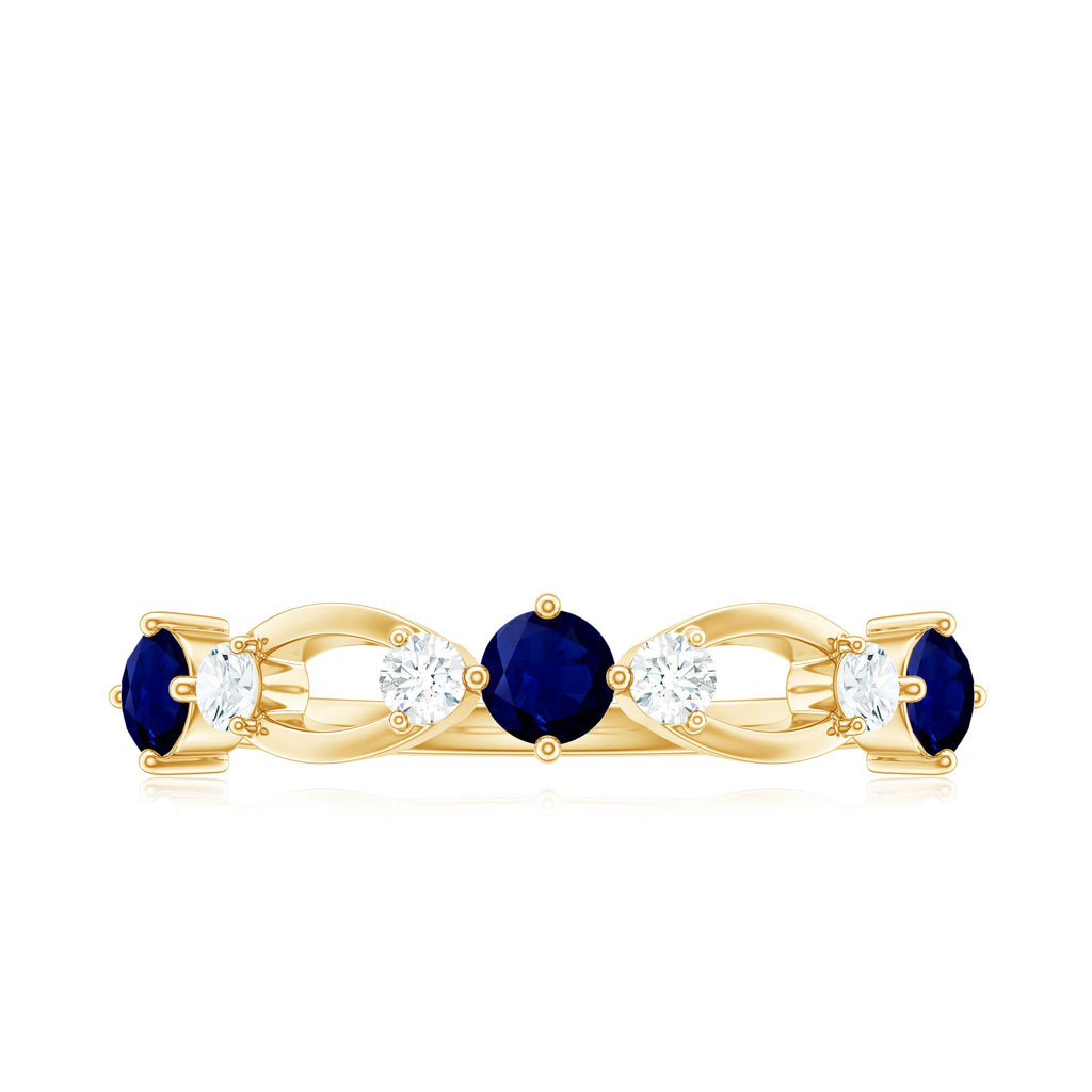 3/4 CT Blue Sapphire and Diamond Minimal Eternity Ring