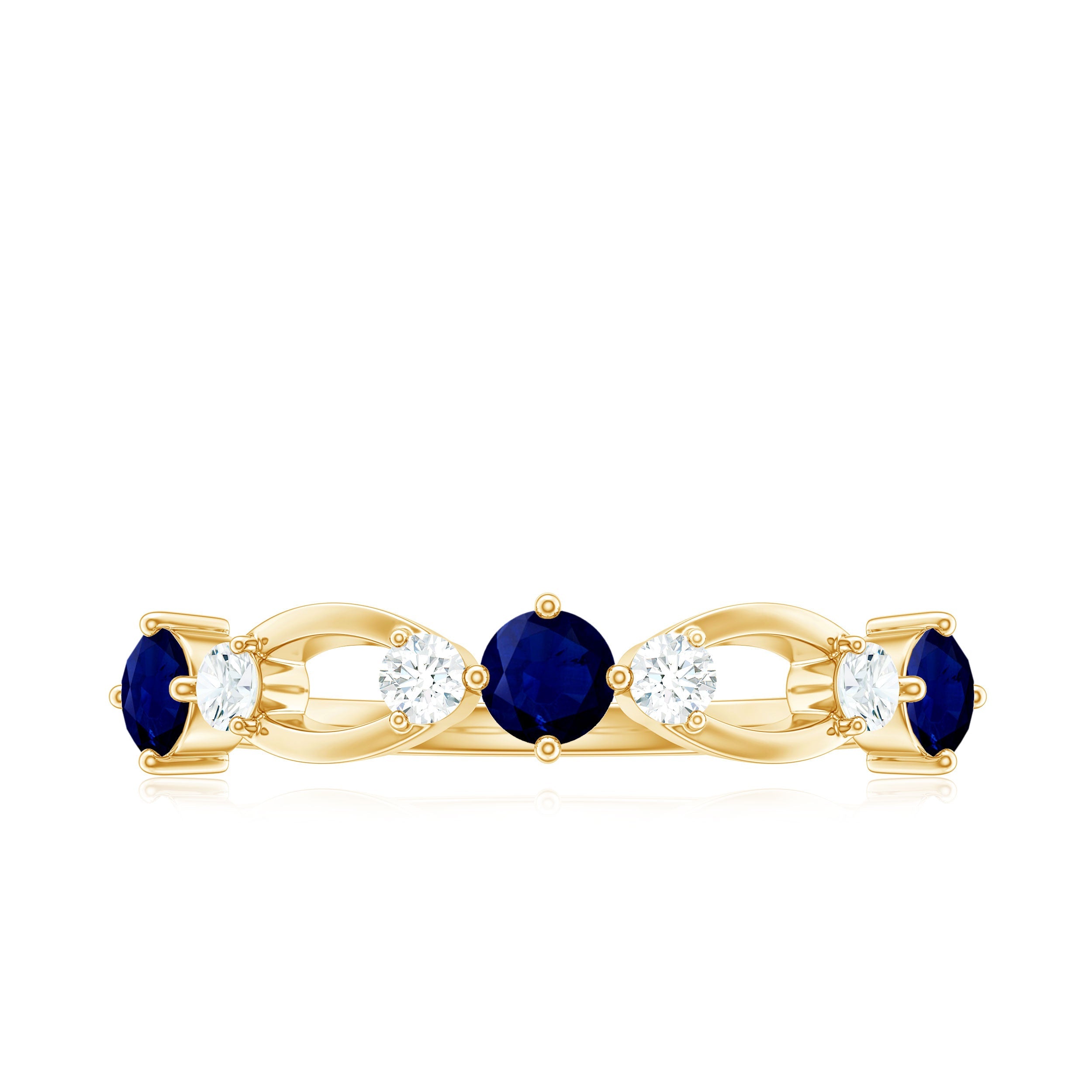 3/4 CT Blue Sapphire and Diamond Minimal Eternity Ring