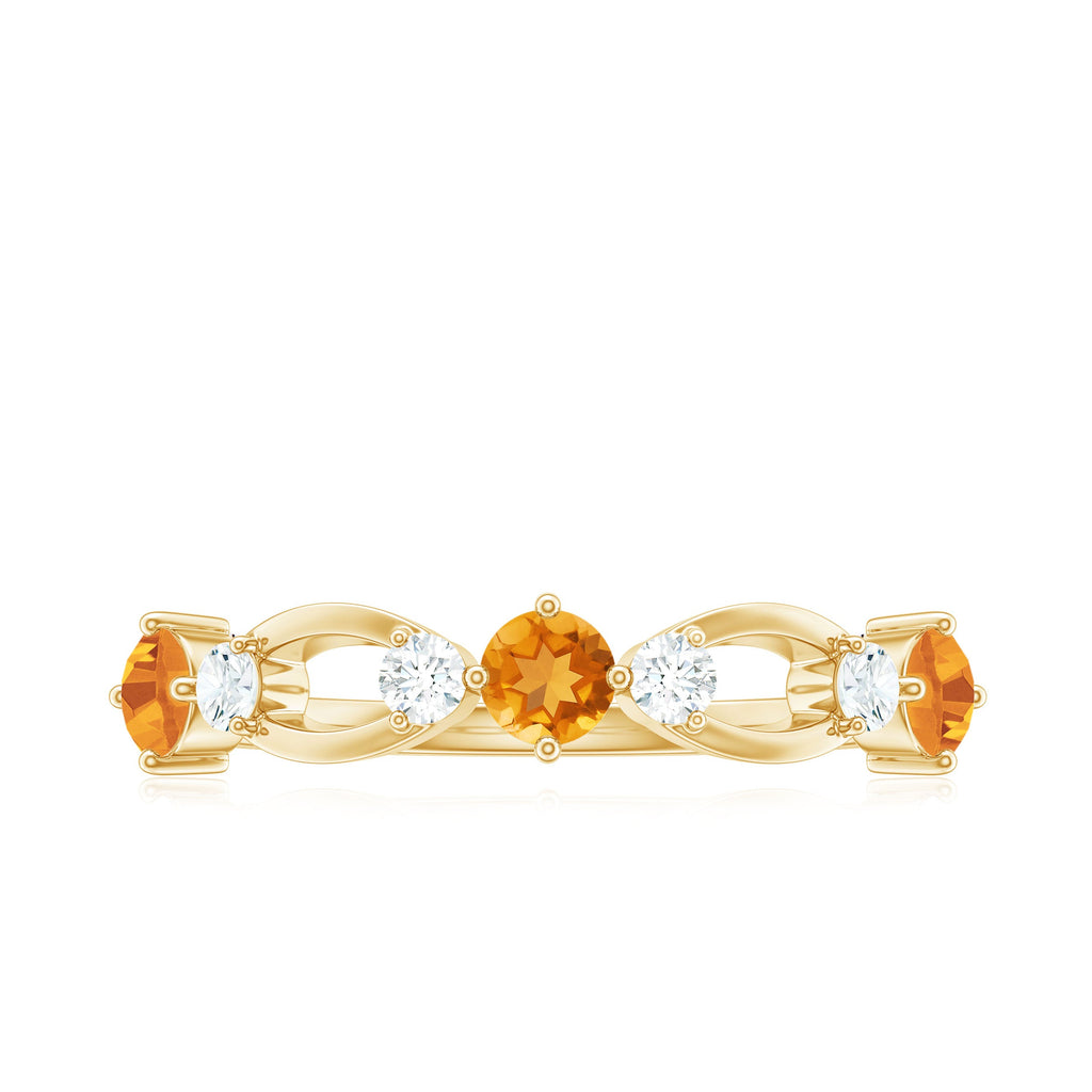 Natural Citrine Half Eternity Ring with Diamond