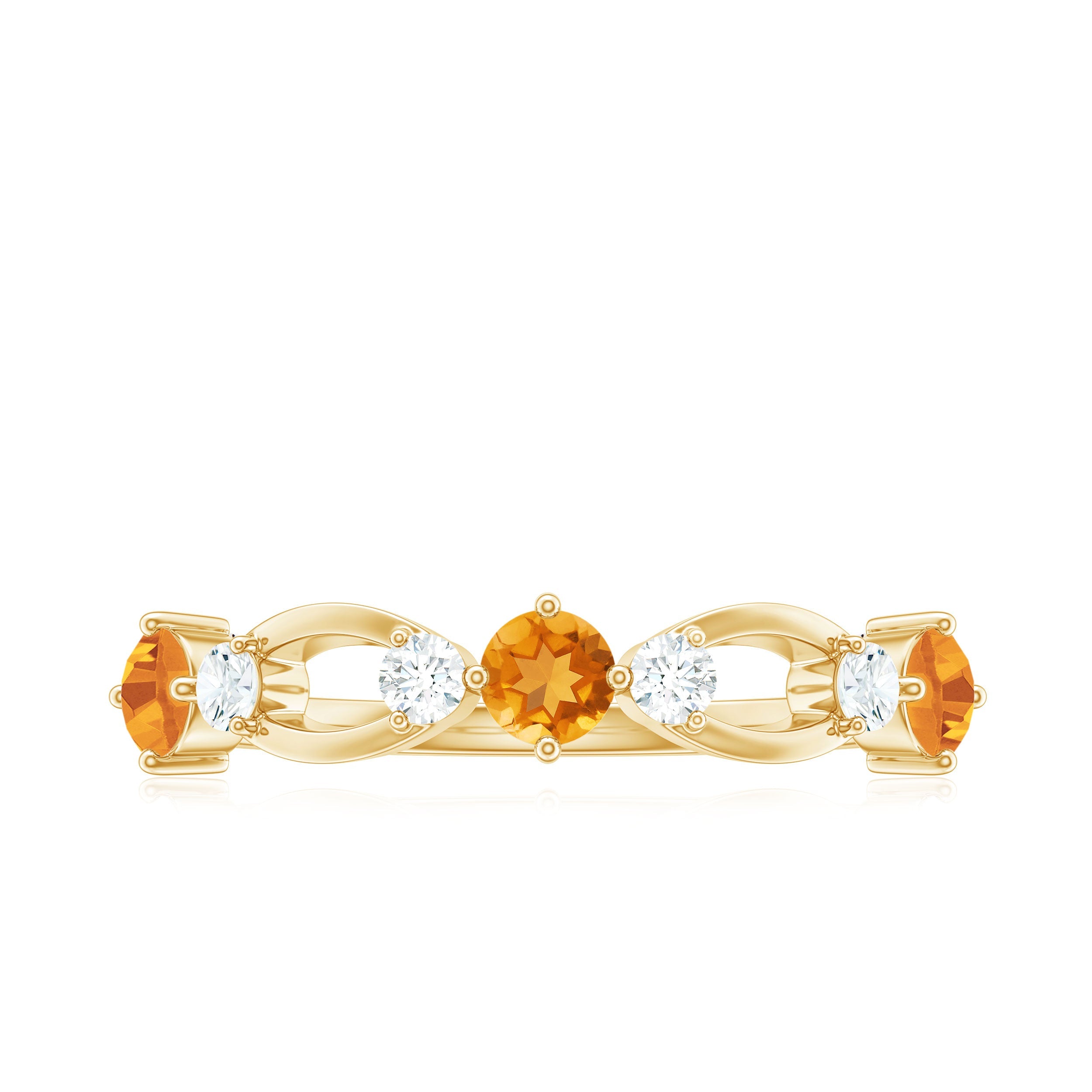 Natural Citrine Half Eternity Ring with Diamond