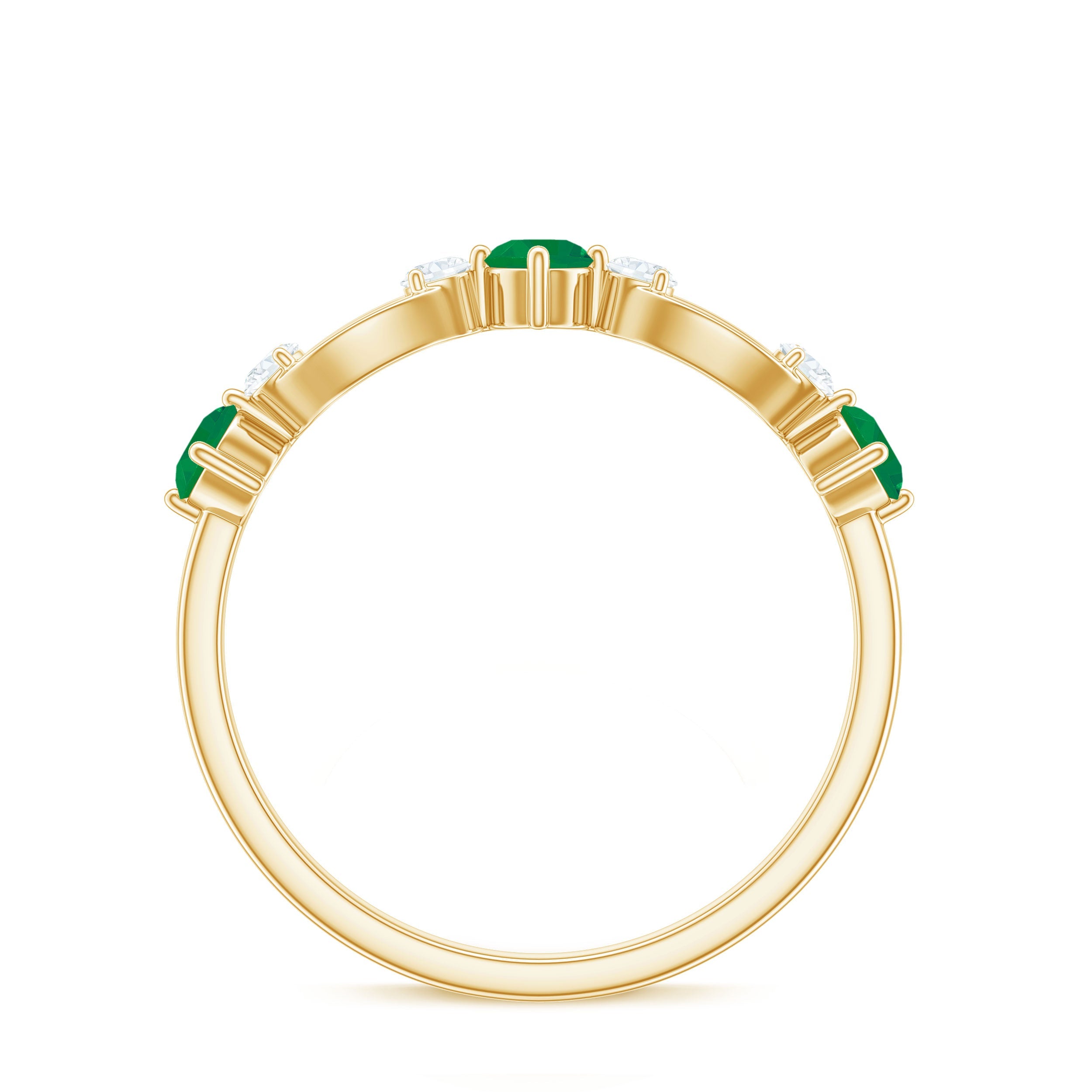 Natural Emerald Diamond Infinity Anniversary Ring