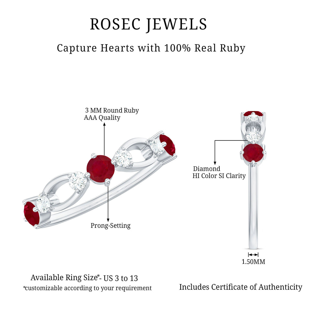 Real Ruby and Diamond Minimal Promise Ring