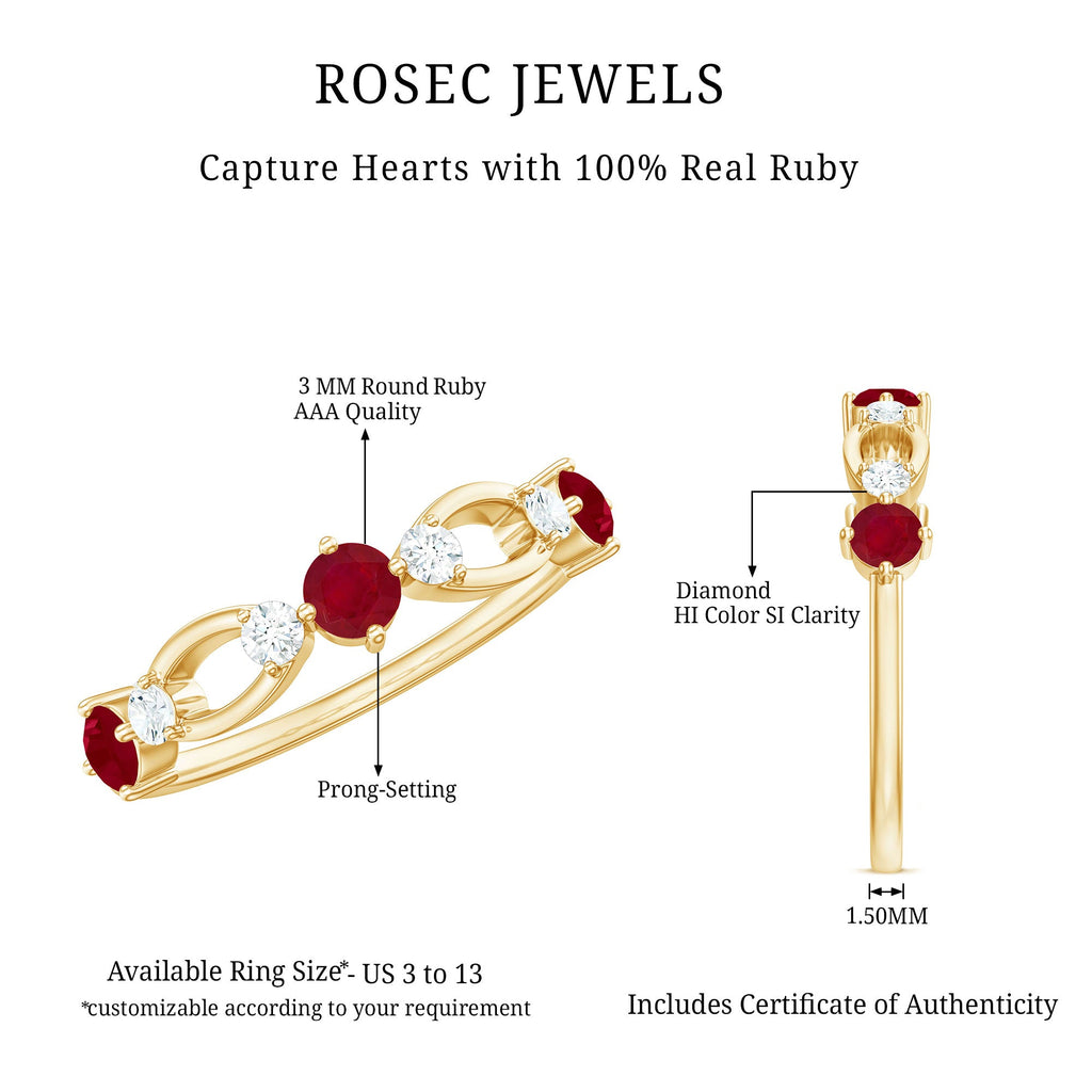 Real Ruby and Diamond Minimal Promise Ring