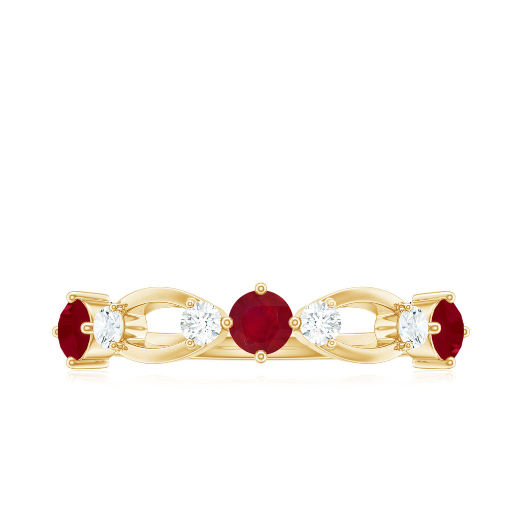 Real Ruby and Diamond Minimal Promise Ring
