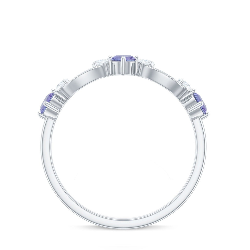 Natural Tanzanite Diamond Ring for Promise