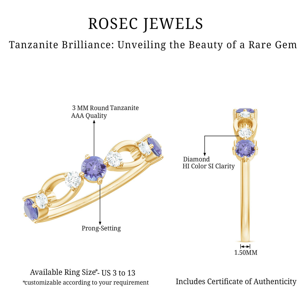 Natural Tanzanite Diamond Ring for Promise