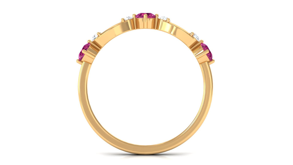 Pink Tourmaline and Diamond Minimal Eternity Anniversary Band Ring