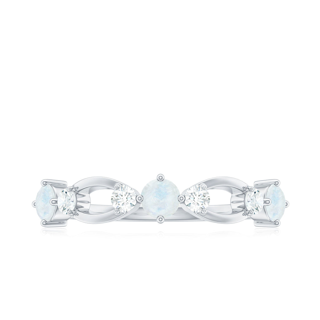 Minimal Promise Ring with Moonstone and Diamond