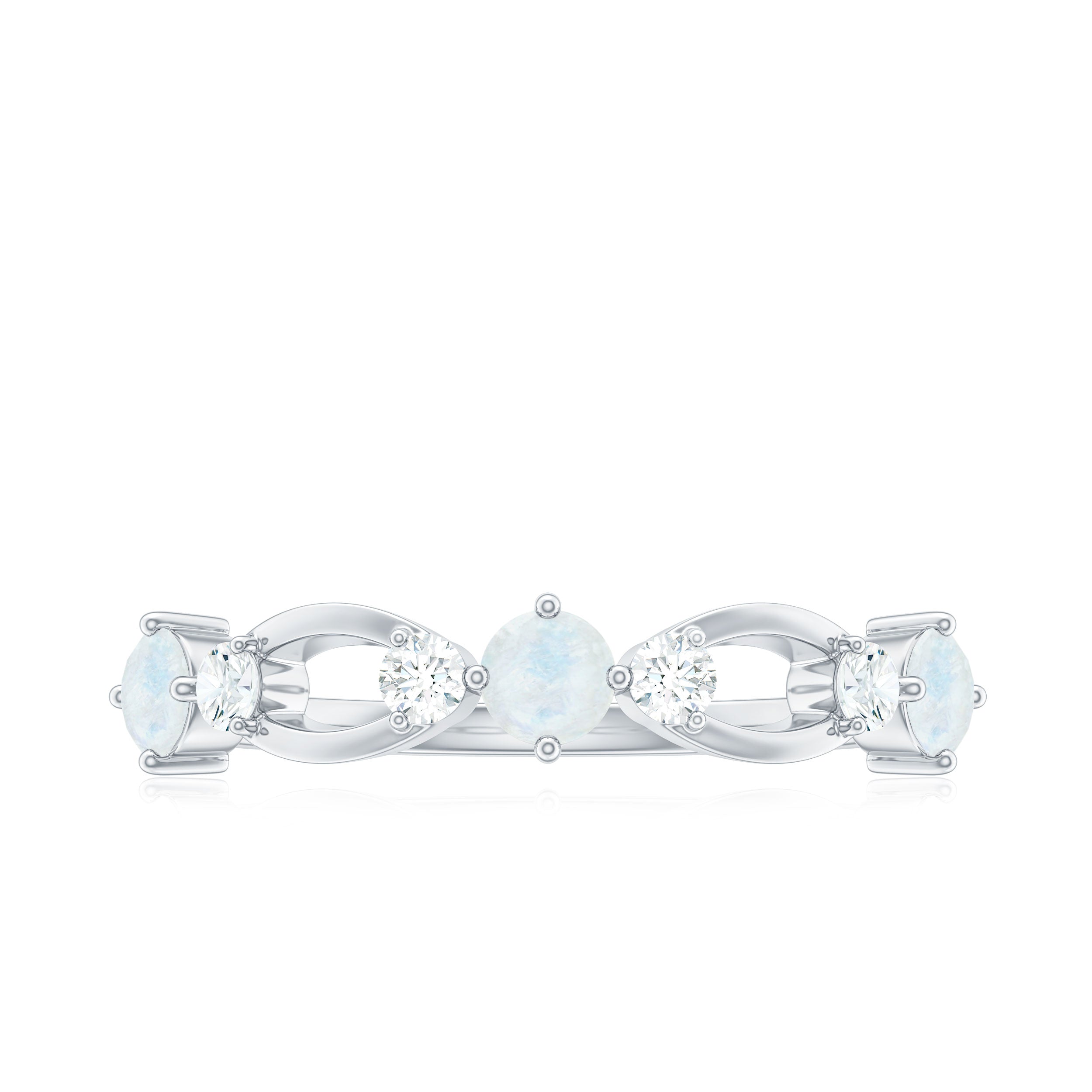 Minimal Promise Ring with Moonstone and Diamond