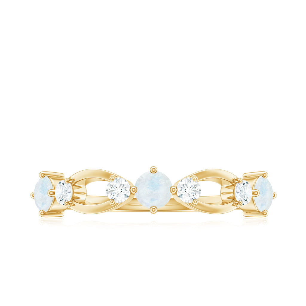 Minimal Promise Ring with Moonstone and Diamond