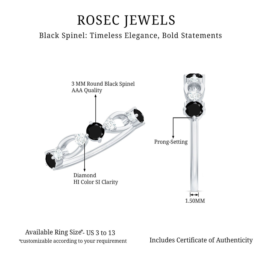 Certified Real Black Spinel Diamond Promise Ring for Her