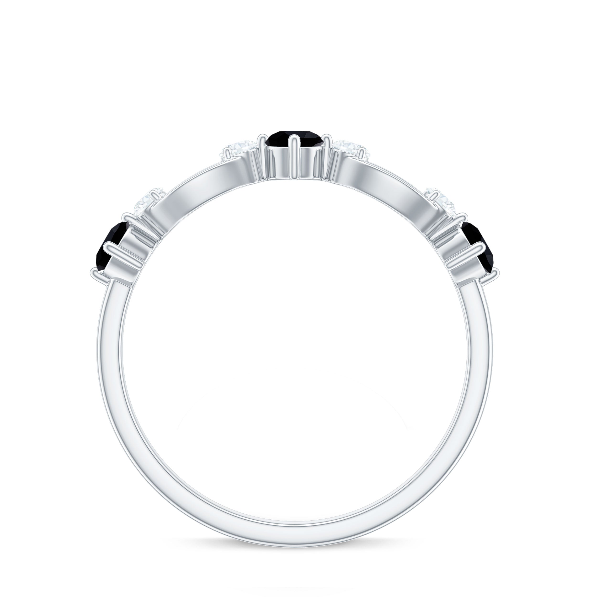 Certified Real Black Spinel Diamond Promise Ring for Her