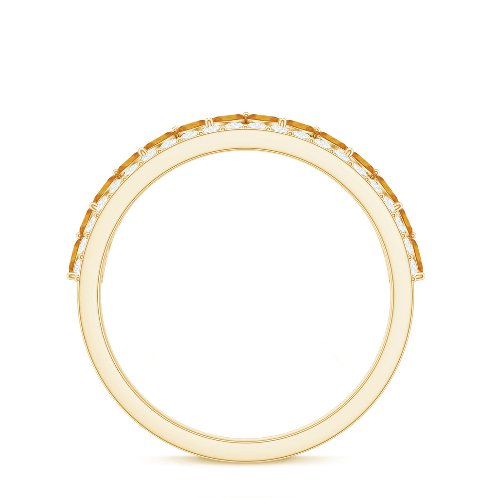 Certified Real Citrine Half Eternity Ring with Diamond