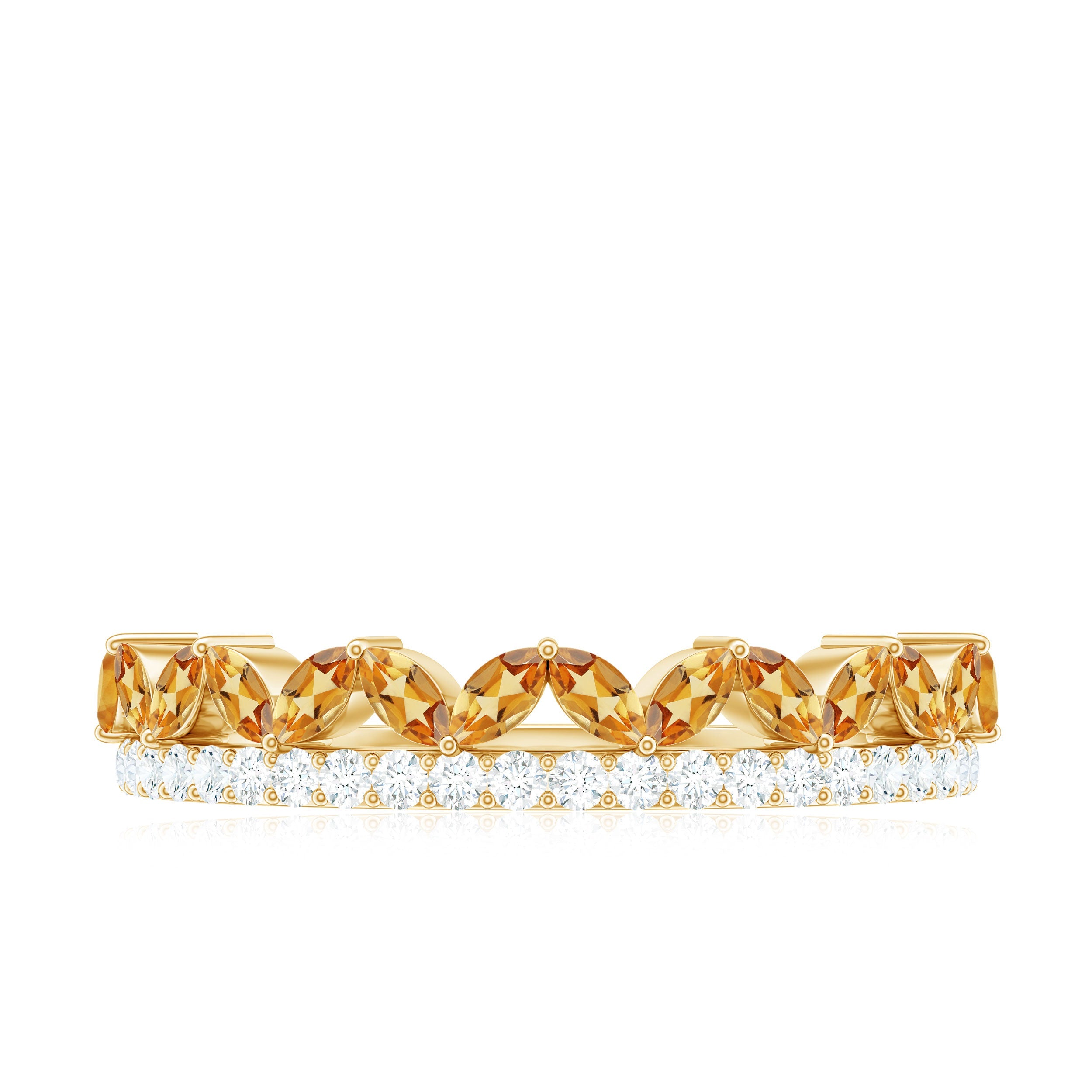Certified Real Citrine Half Eternity Ring with Diamond