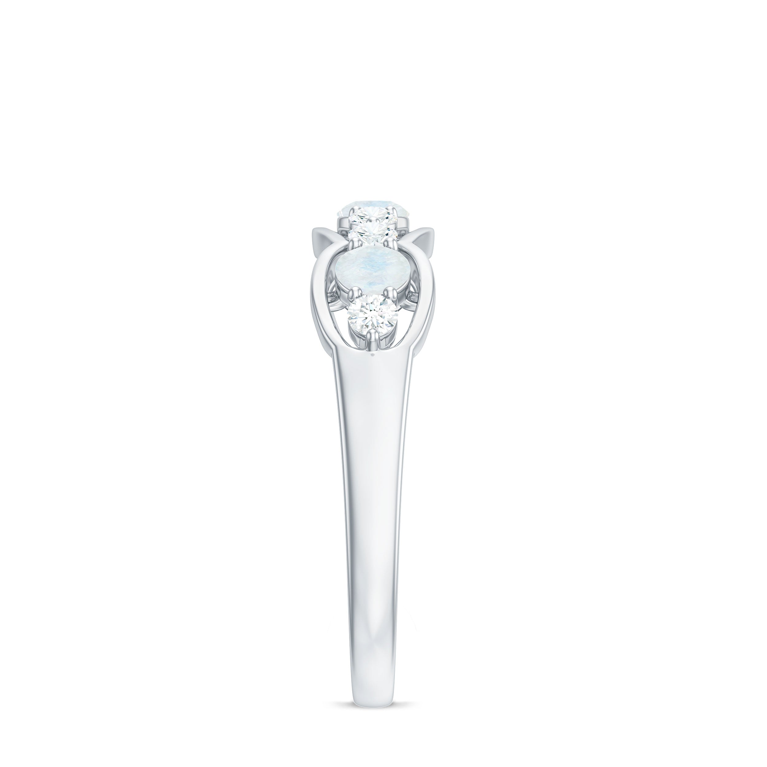 Moonstone and Diamond Wedding Anniversary Ring