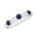 Blue Sapphire and Diamond Minimal Eternity Ring