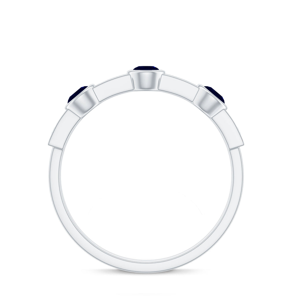 Blue Sapphire and Diamond Minimal Eternity Ring