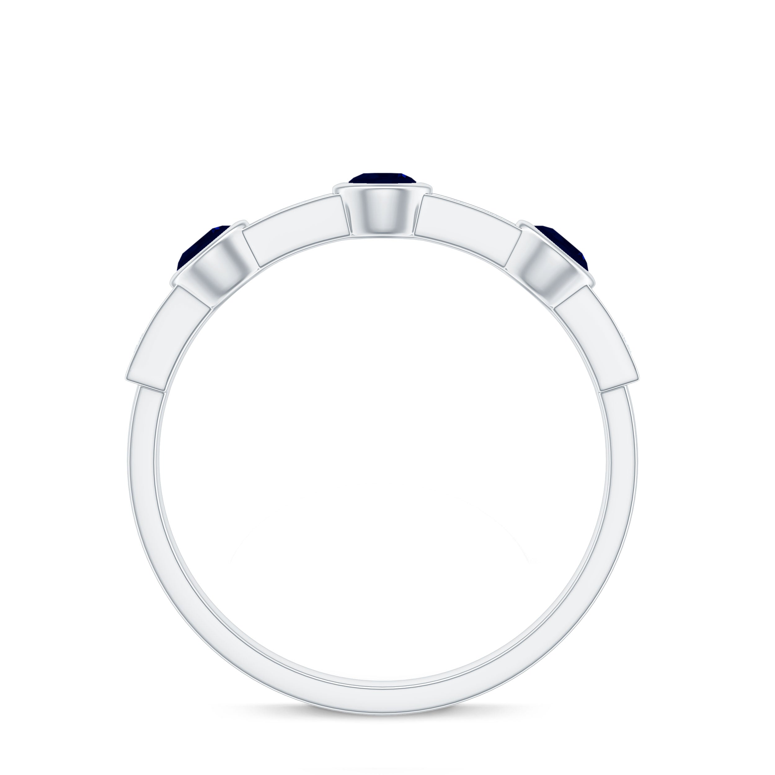 Blue Sapphire and Diamond Minimal Eternity Ring