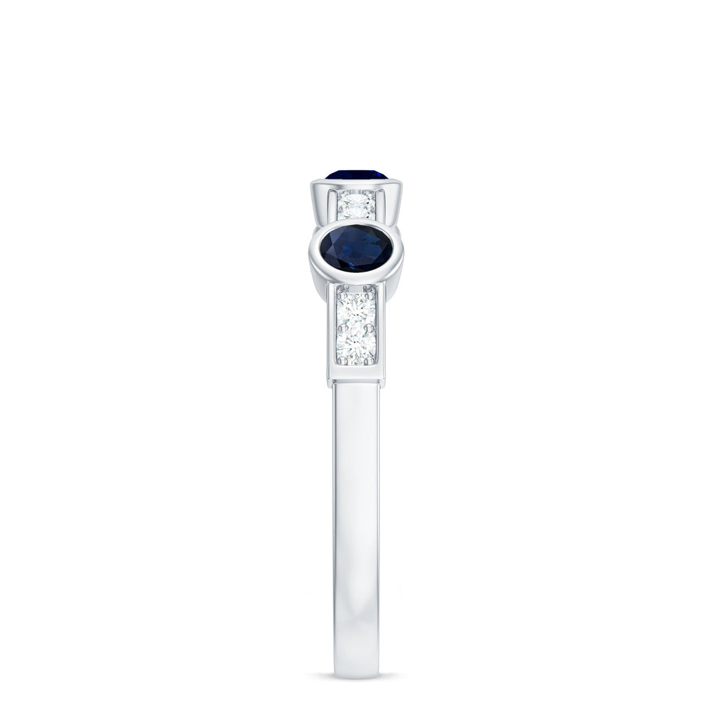 Blue Sapphire and Diamond Minimal Eternity Ring