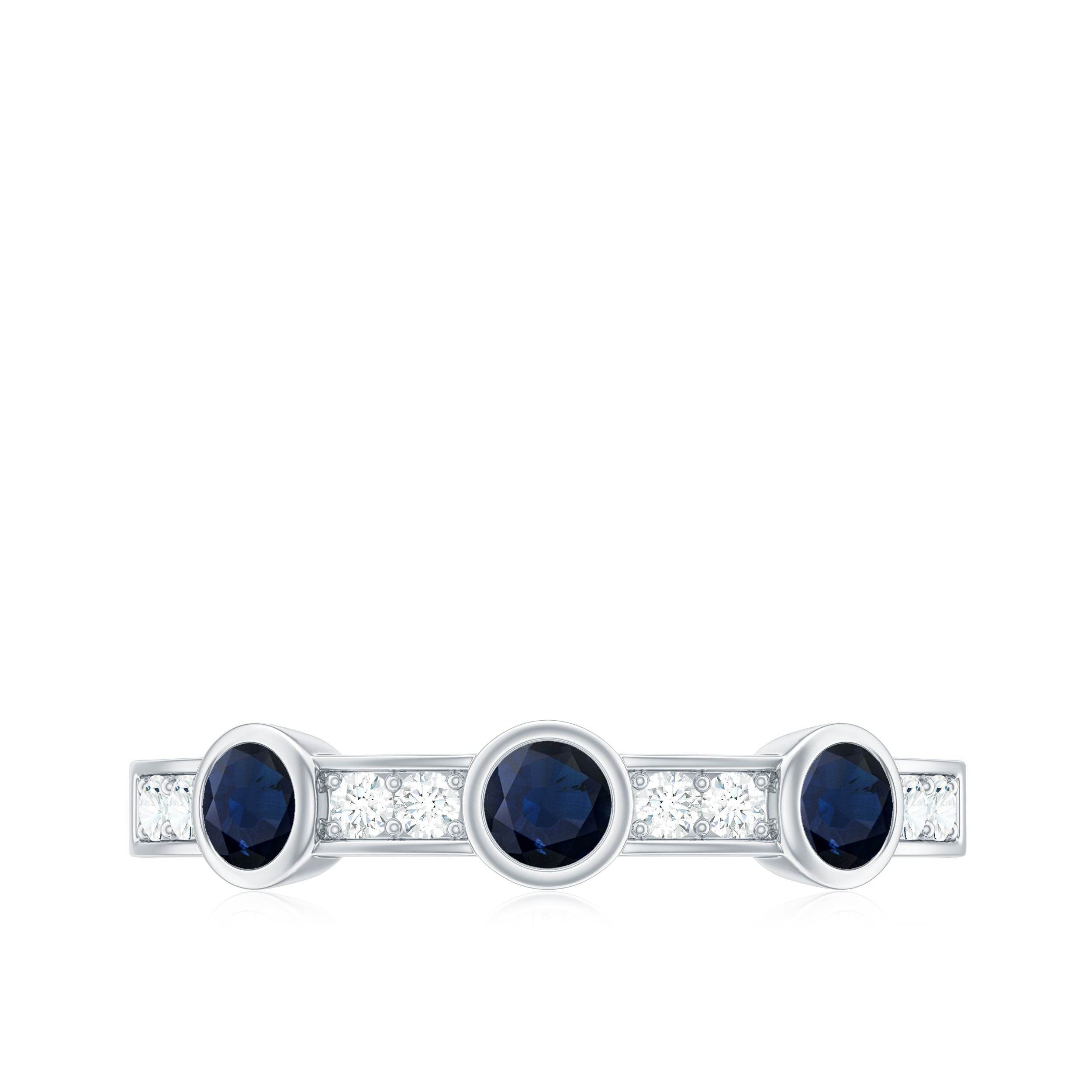 Blue Sapphire and Diamond Minimal Eternity Ring