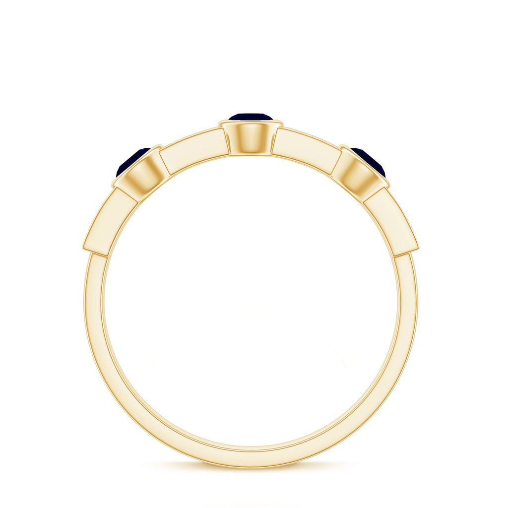 Blue Sapphire and Diamond Minimal Eternity Ring