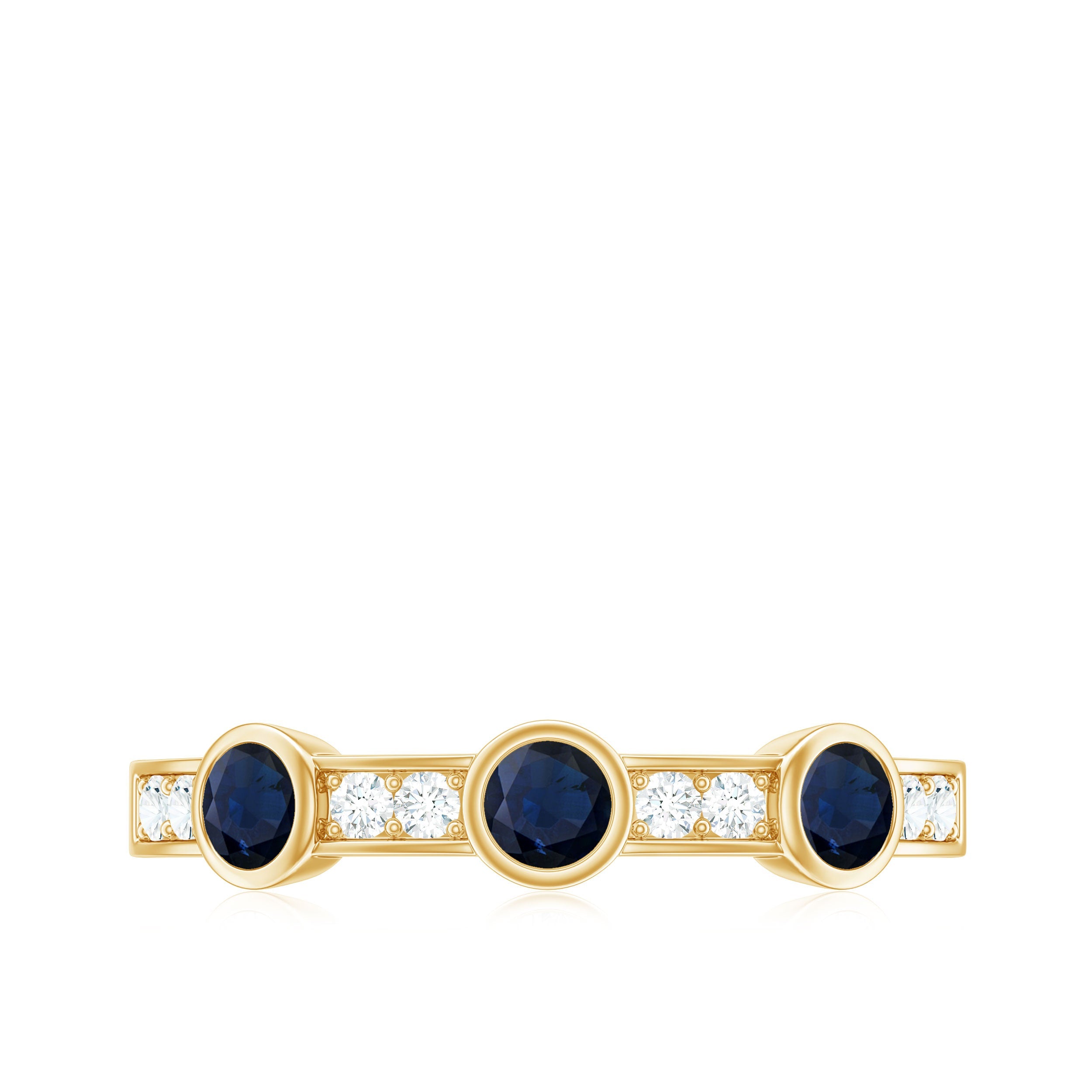 Blue Sapphire and Diamond Minimal Eternity Ring