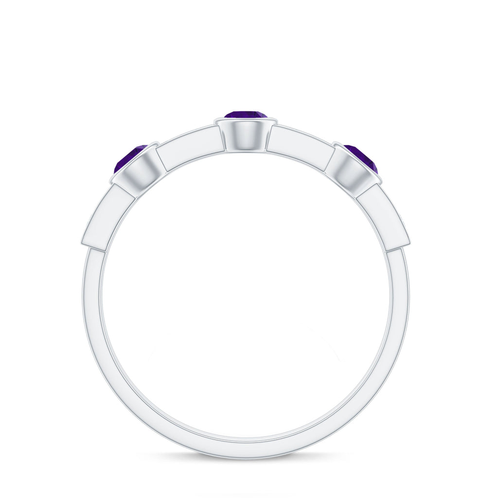 Amethyst and Diamond Minimal Half Eternity Ring