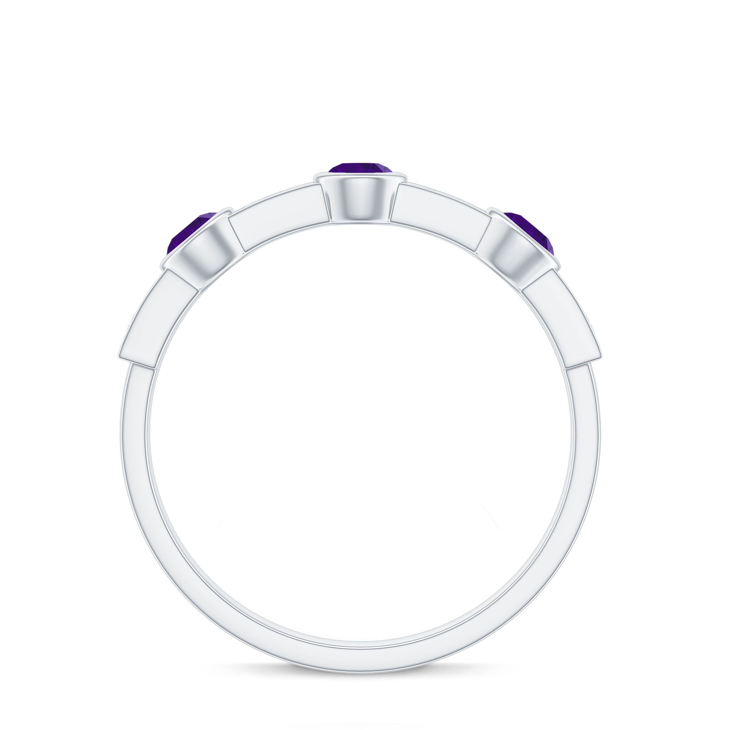 Amethyst and Diamond Minimal Half Eternity Ring