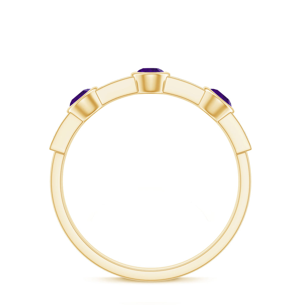 Amethyst and Diamond Minimal Half Eternity Ring