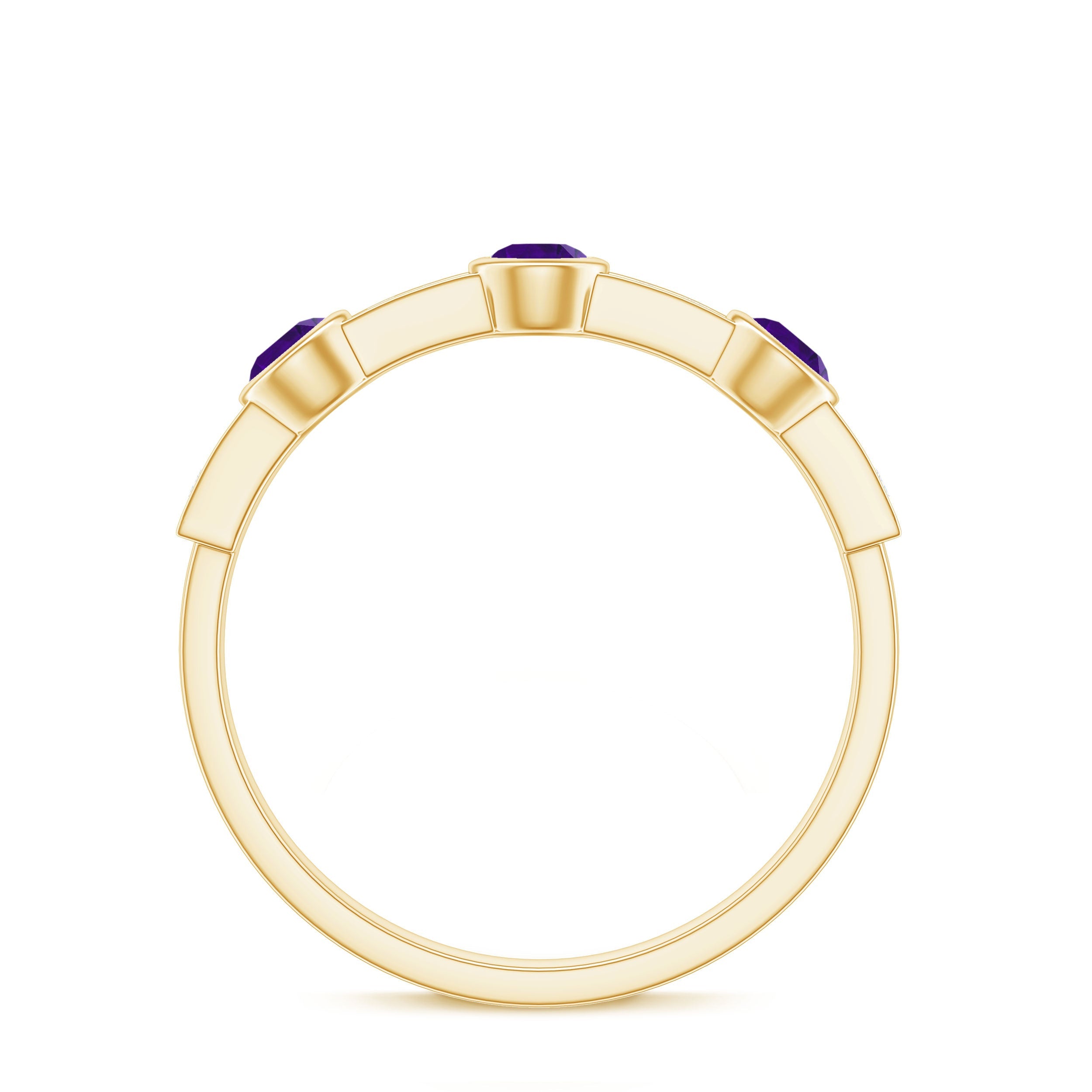 Amethyst and Diamond Minimal Half Eternity Ring