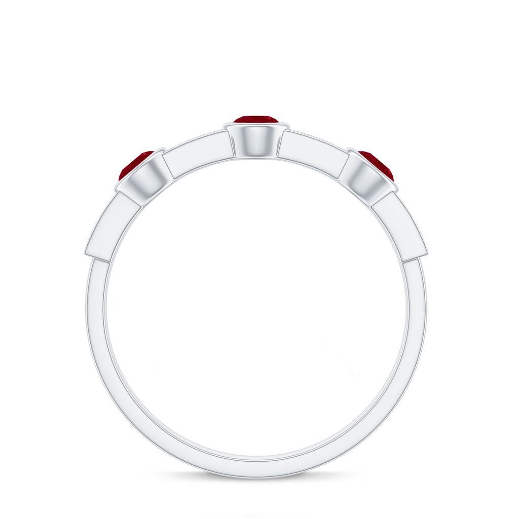 Minimal Semi Eternity Ring with Red Ruby and Diamond