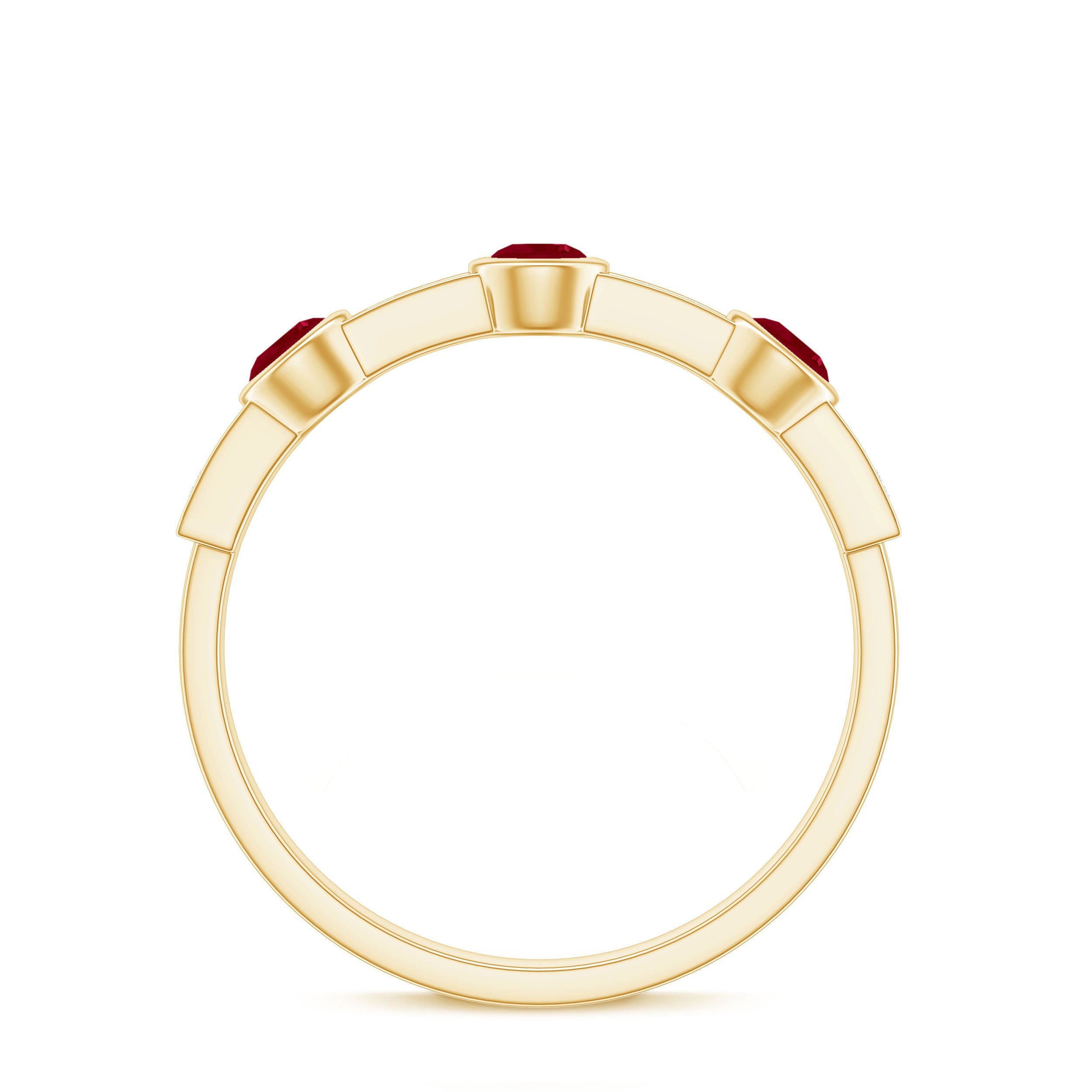 Minimal Semi Eternity Ring with Red Ruby and Diamond