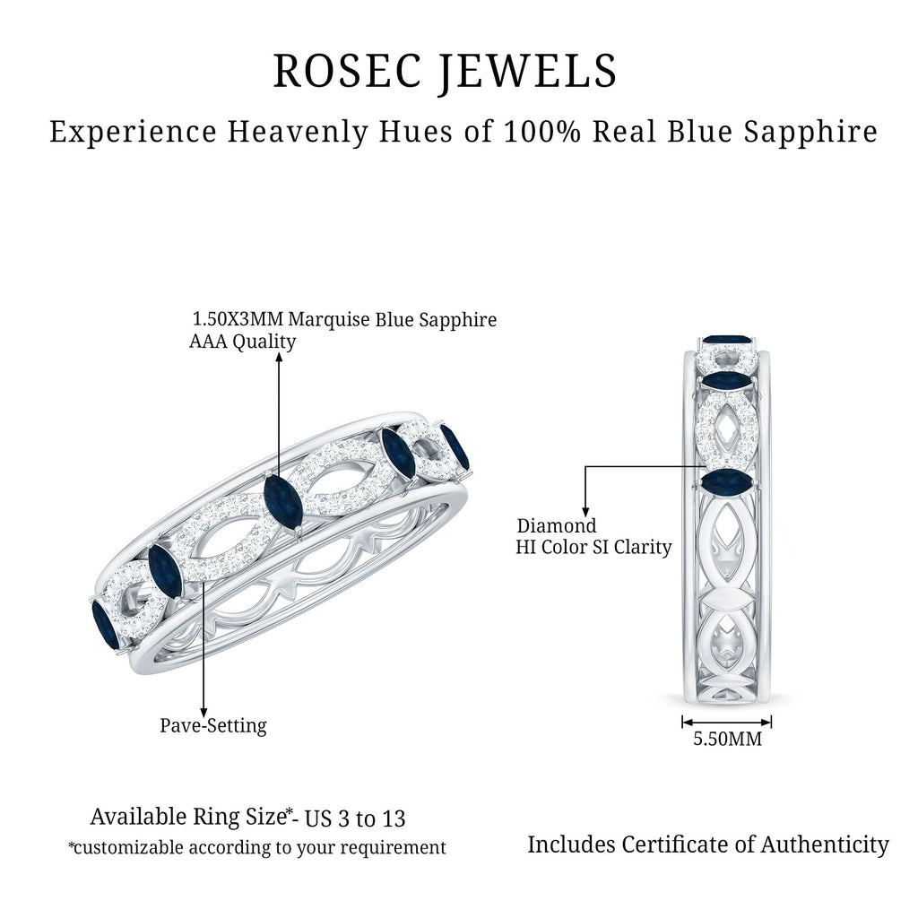 Blue Sapphire Infinity Band Ring with Diamond