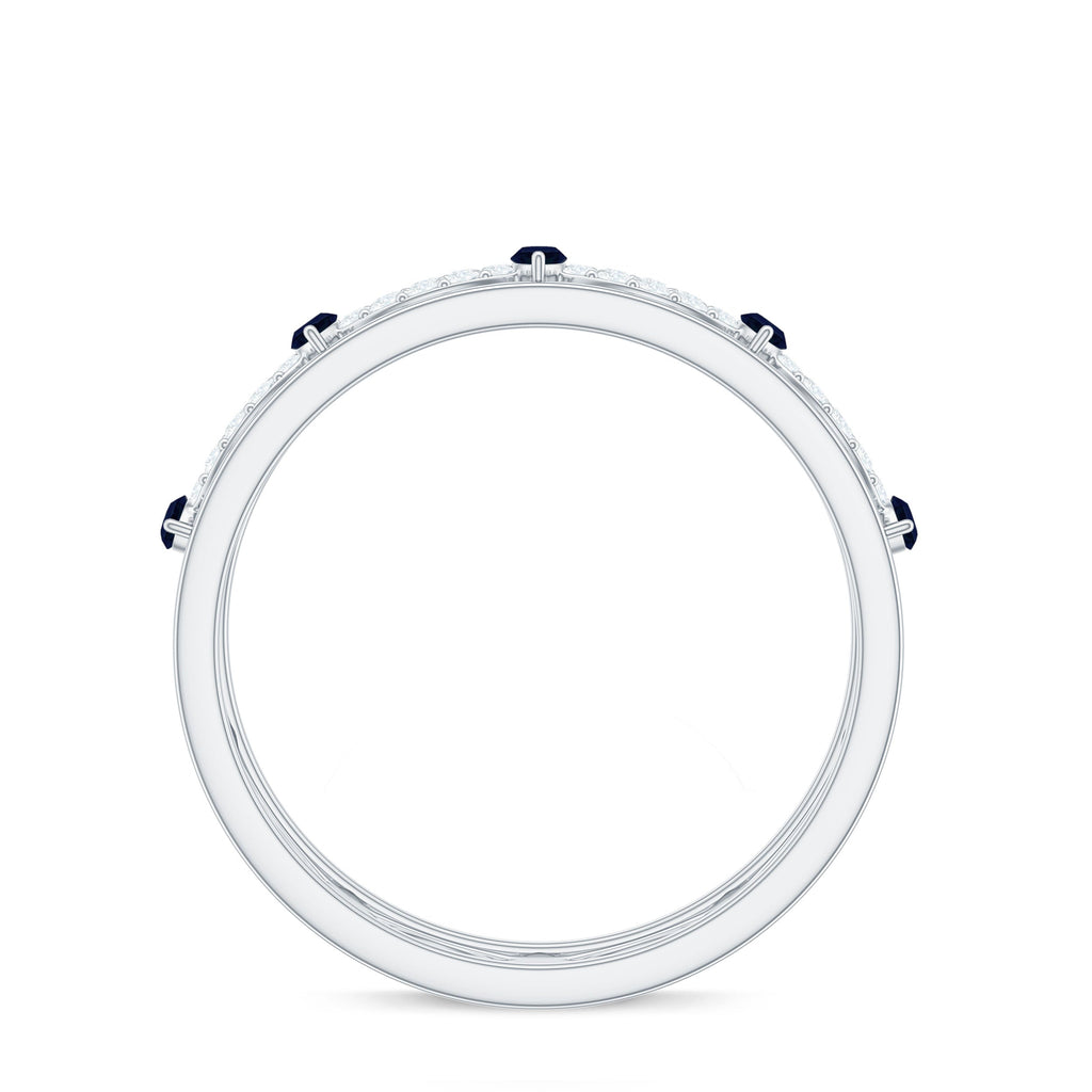 Blue Sapphire Infinity Band Ring with Diamond