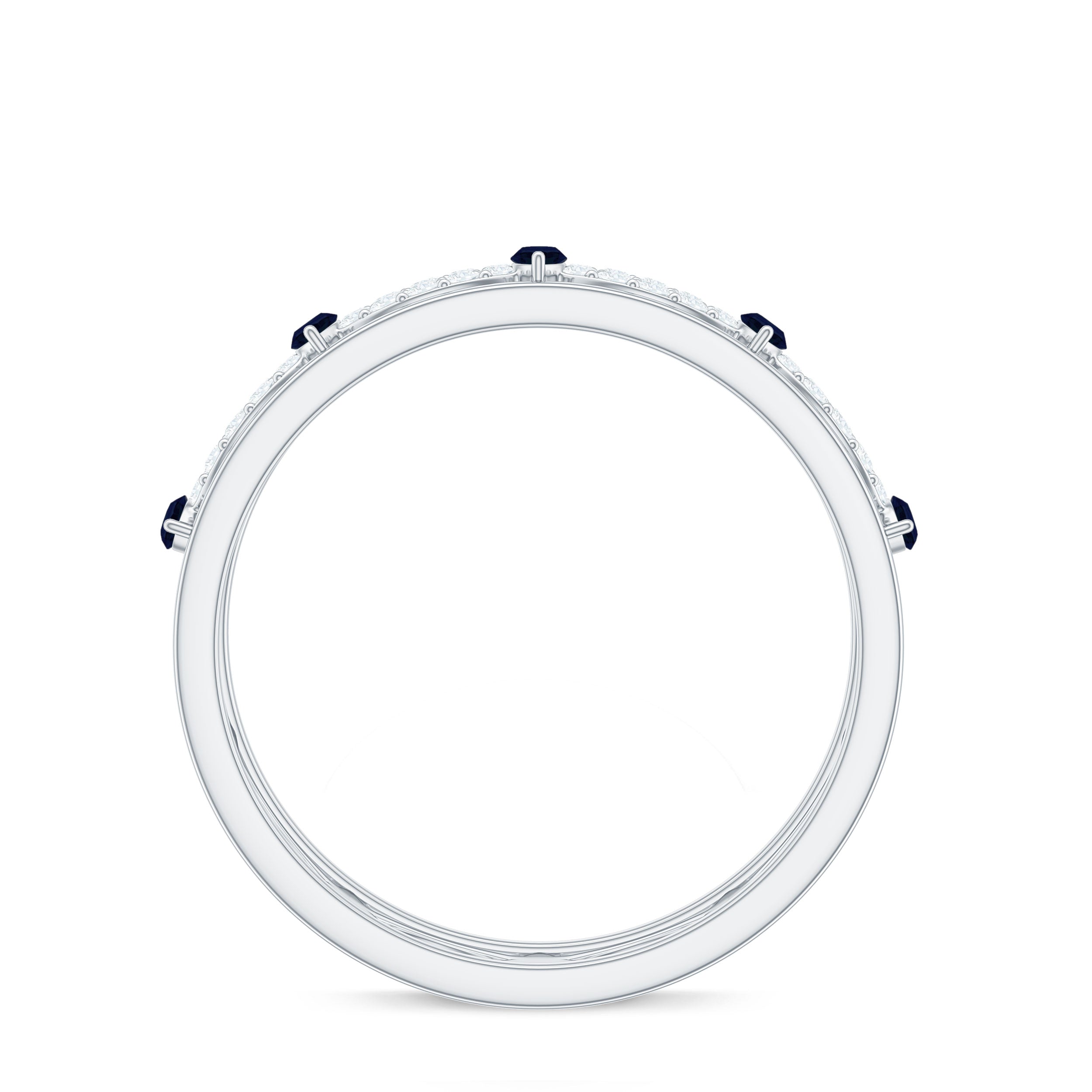Blue Sapphire Infinity Band Ring with Diamond