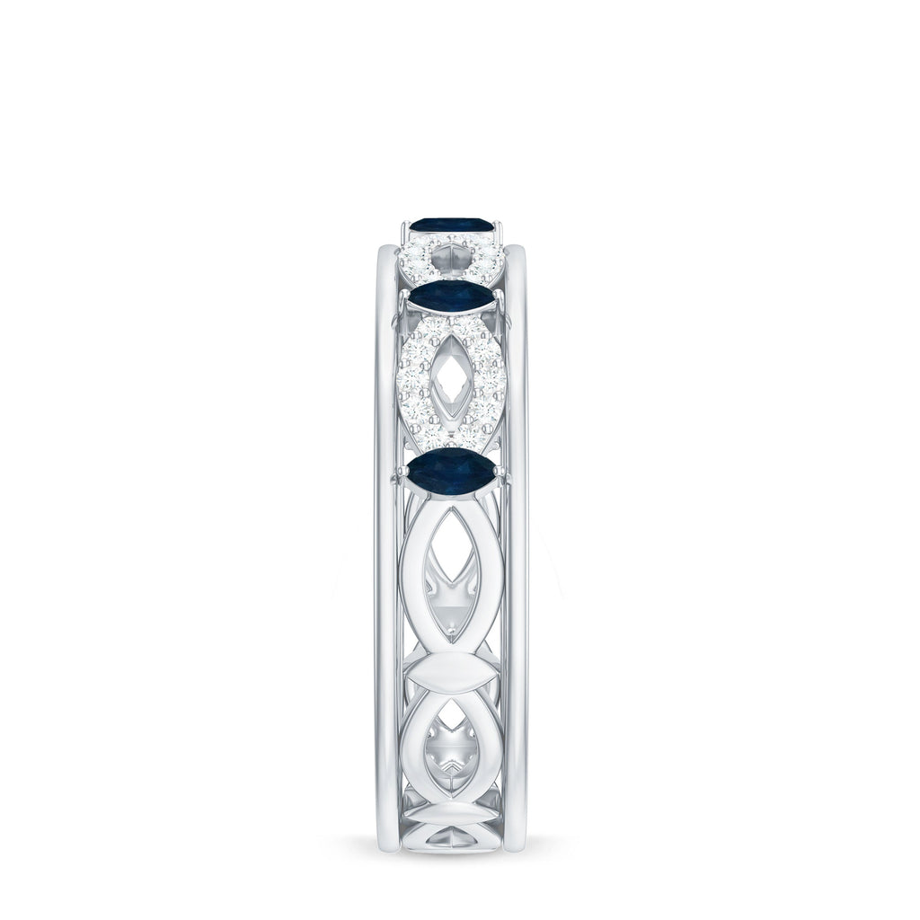 Blue Sapphire Infinity Band Ring with Diamond