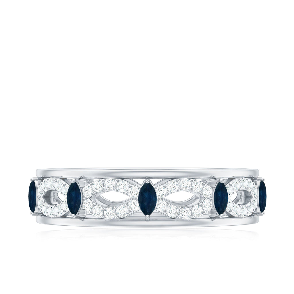 Blue Sapphire Infinity Band Ring with Diamond