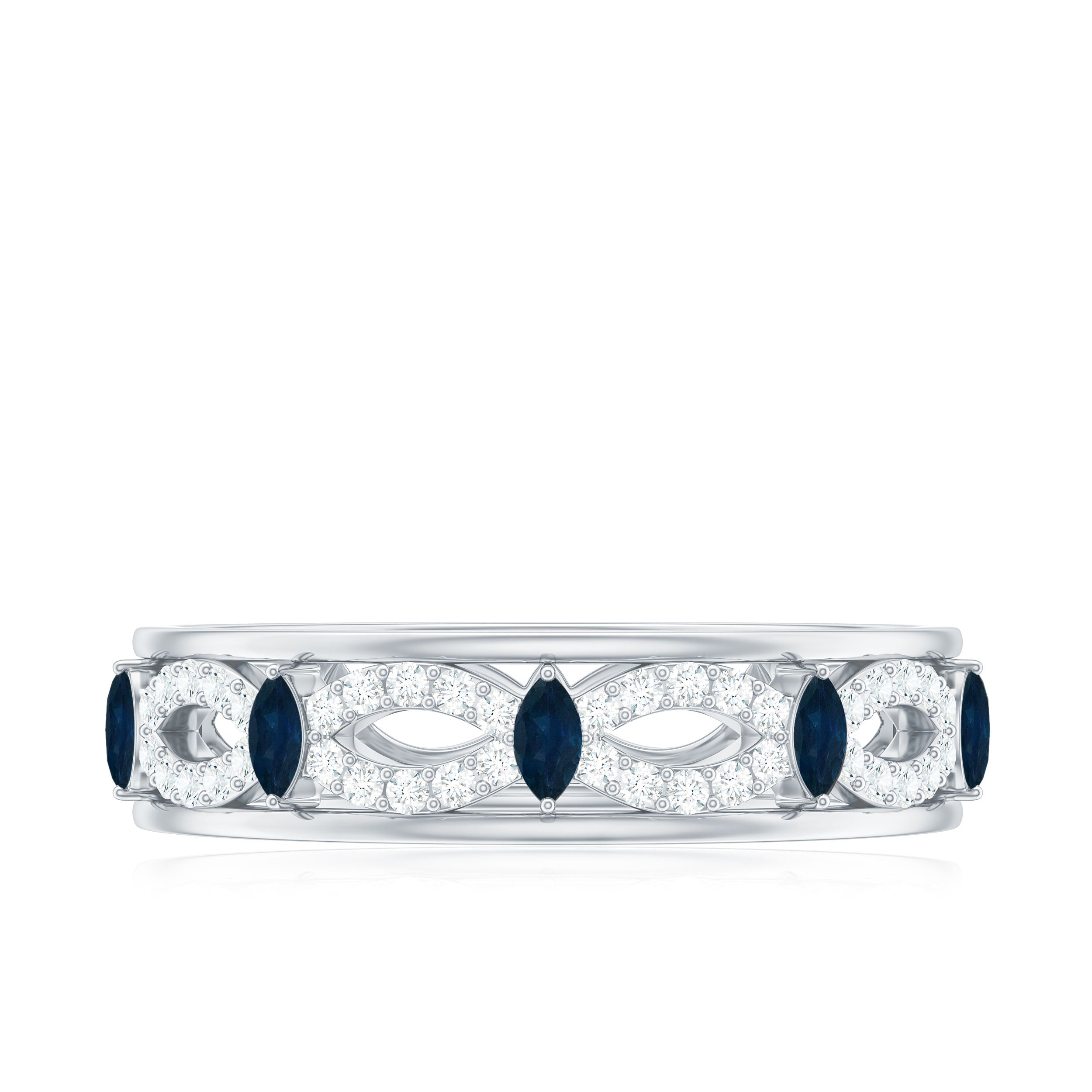 Blue Sapphire Infinity Band Ring with Diamond