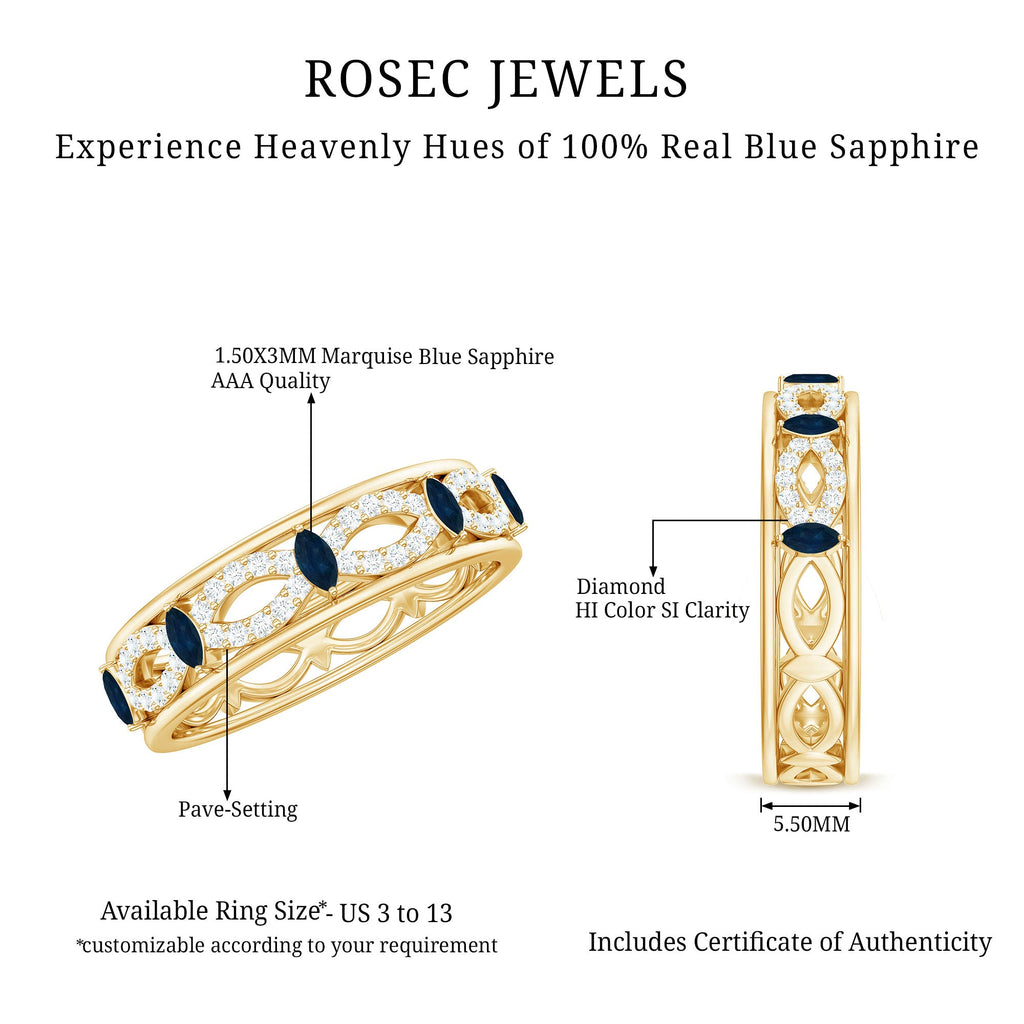 Blue Sapphire Infinity Band Ring with Diamond